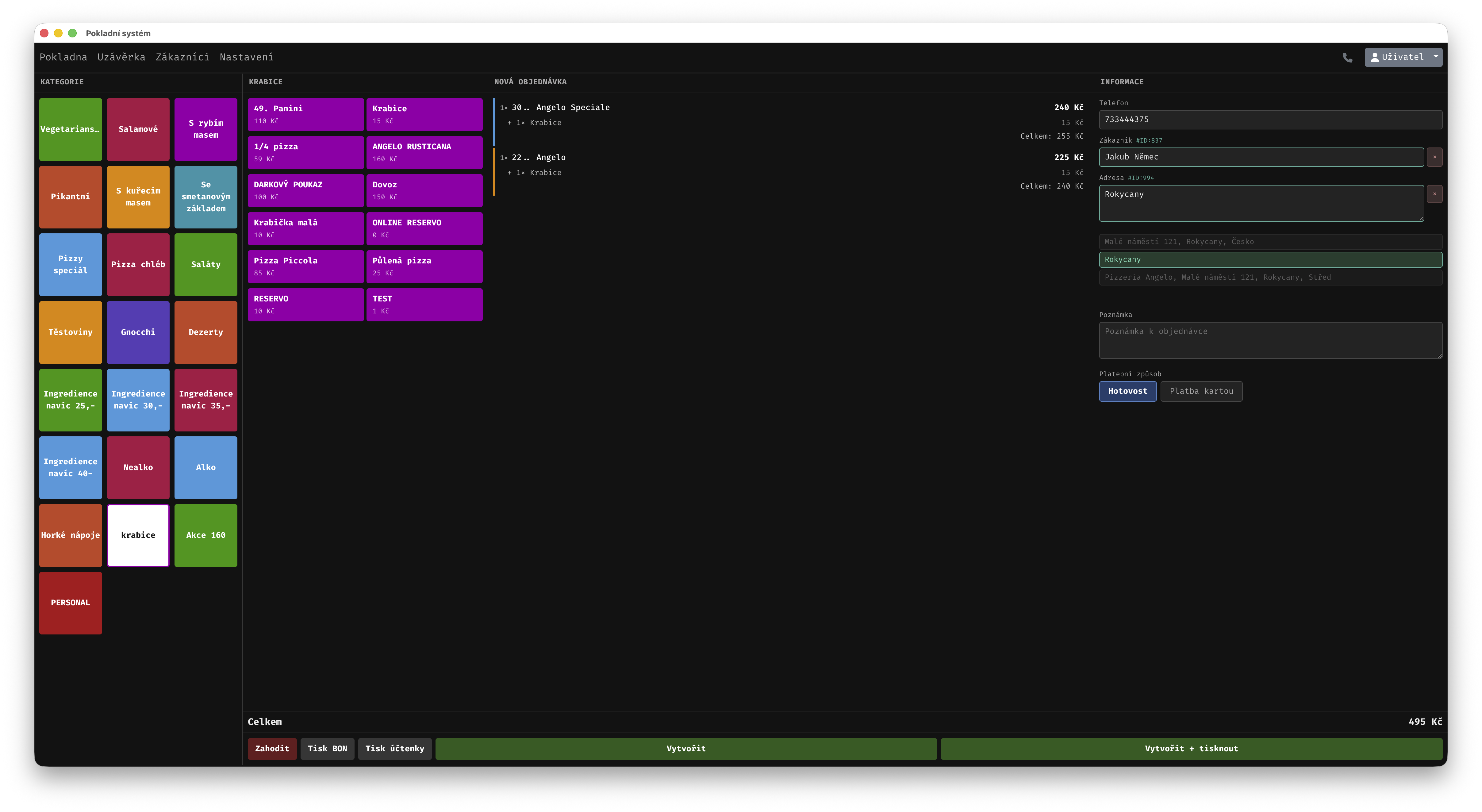 Pokladní systém — ukázka 2