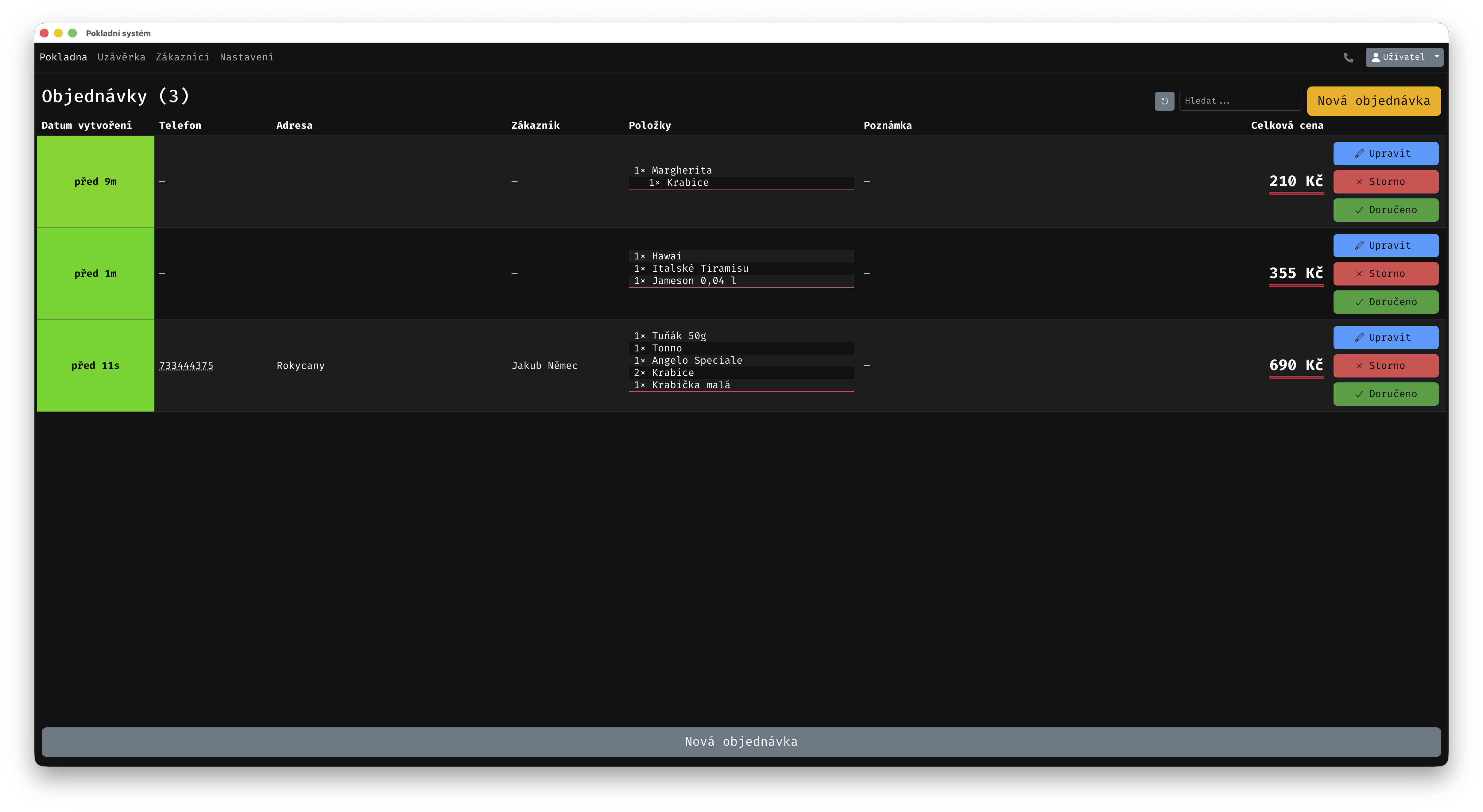 Pokladní systém — ukázka 4